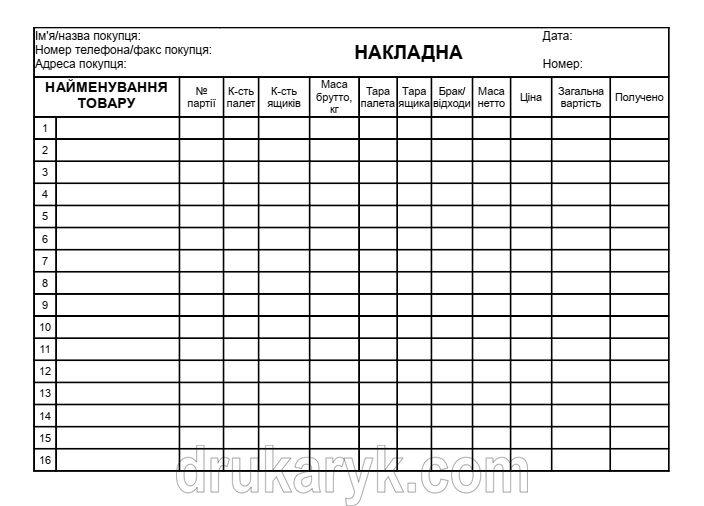 Накладна на фрукти, гриби 896 фото