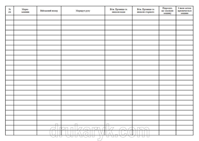 Книга заявок на використання автомобільної техніки 870 фото