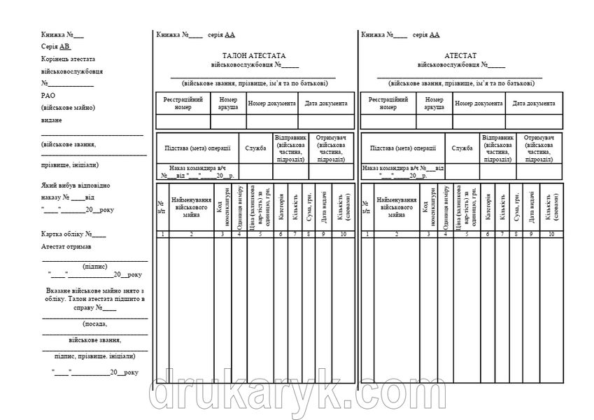Книжка атестатів військовослужбовця, А4 гор, 100 арк 1194 фото
