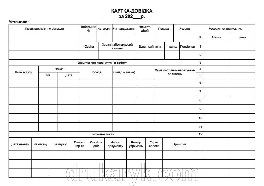 Картка-довідка А4 1+1 на картоні 775 фото