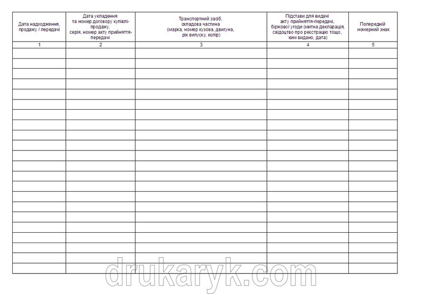 Журнал обліку надходження і реалізації або передачі для реалізації транспорних засобів та їх складових частин, без № 429 фото